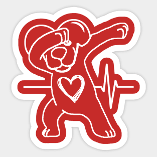 Funny & Cute Valentines Day Dabbing Puppy Heart Sticker